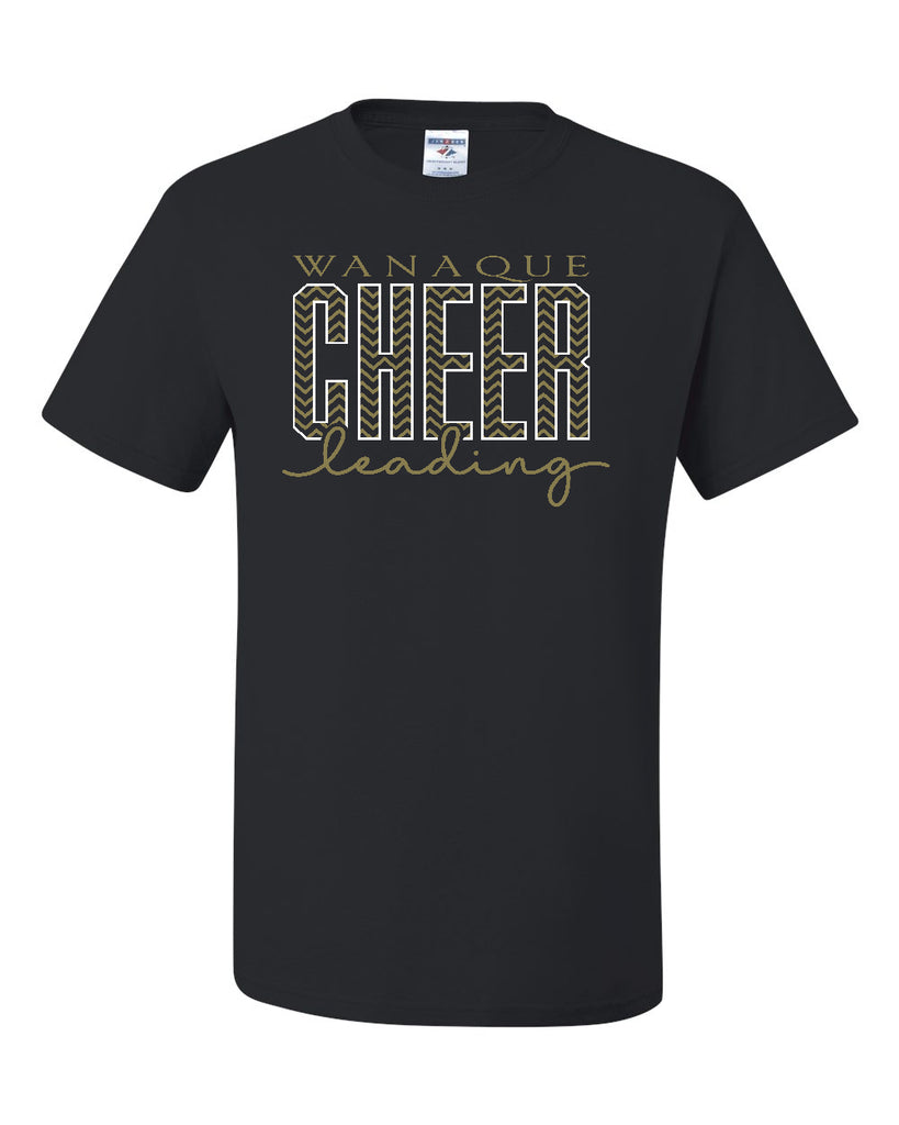 Wanaque Cheer JERZEES - Dri-Power® 50/50 T-Shirt - 29MR w/ Chevron Cheer Design on Front.