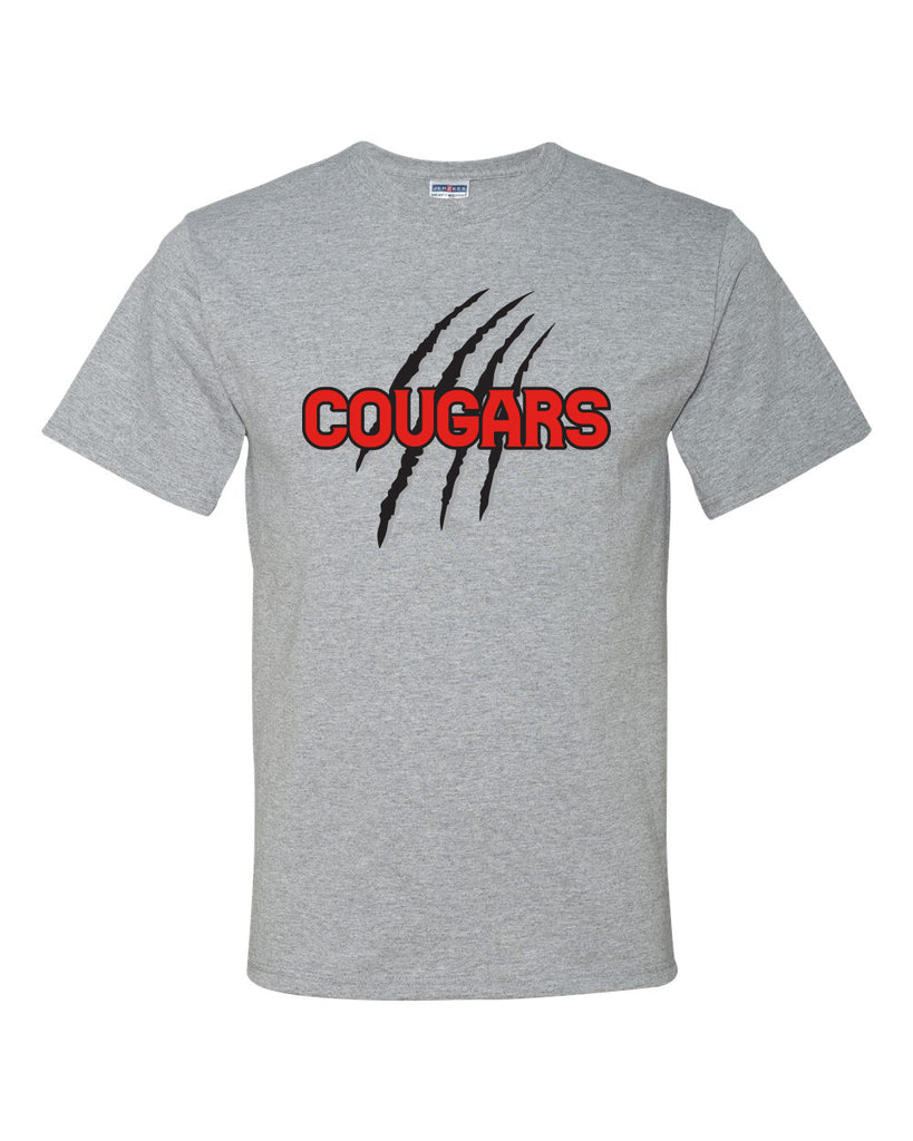 Hazleton Area Cougars - Sport Gray JERZEES - Dri-Power® 50/50 T-Shirt - 29MR w/ Cougars Slash V1 Design on Front.