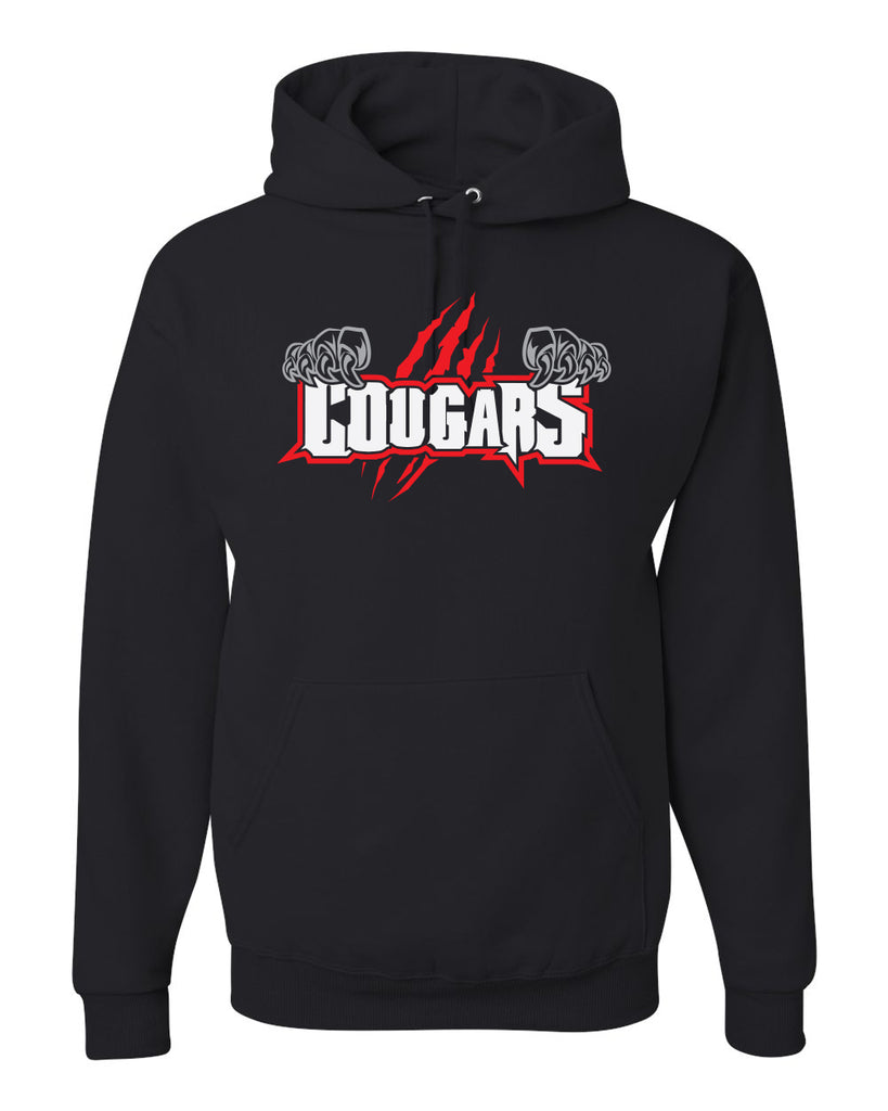 Hazleton Area Cougars - Black JERZEES - NuBlend® Hooded Sweatshirt - 996MR w/ Cougars Slash V2 Design on Front.