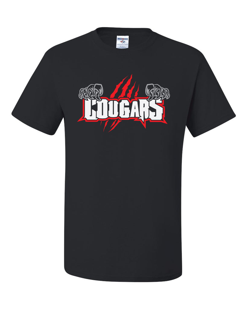 Hazleton Area Cougars - Black JERZEES - Dri-Power® 50/50 T-Shirt - 29MR w/ Cougars Slash V2 Design on Front.