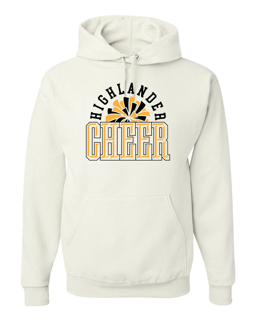 West Milford Cheerleading - White Hoodie w/ Highlander Cheer 429 Design on Front.