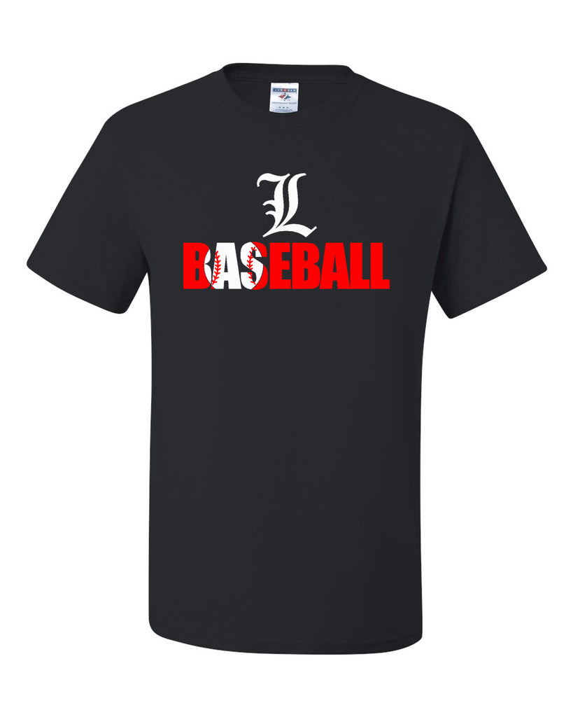 Lakeland Baseball Black JERZEES - Dri-Power® 50/50 T-Shirt - 29MR w/ LL Smooth L Design on Front