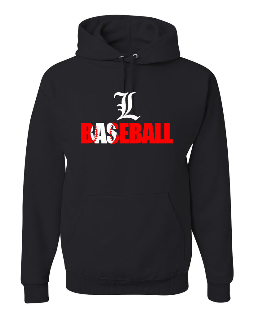 Lakeland Baseball Black JERZEES - NuBlend® Hooded Sweatshirt - 996MR w/ LL Smooth L Design on Front
