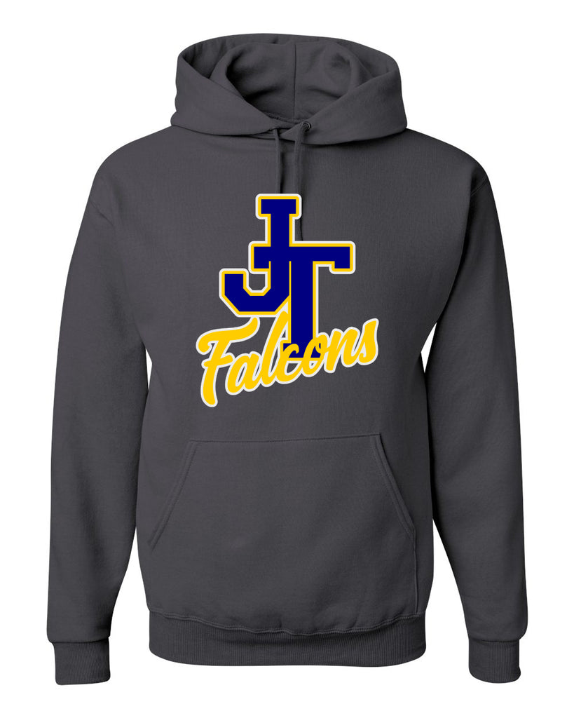 Jefferson Cheer Charcoal JERZEES - NuBlend® Hooded Sweatshirt - 996MR w/ JT Falcons Design on Front.