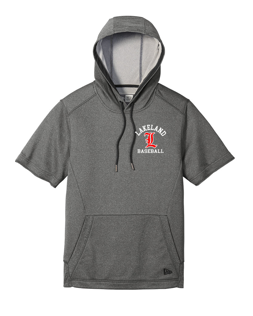 Lakeland Baseball Graphite Heather New Era ® Performance Terry Short Sleeve Hoodie NEA533 w/ Lakeland Arc Design Embroidered on Left Chest