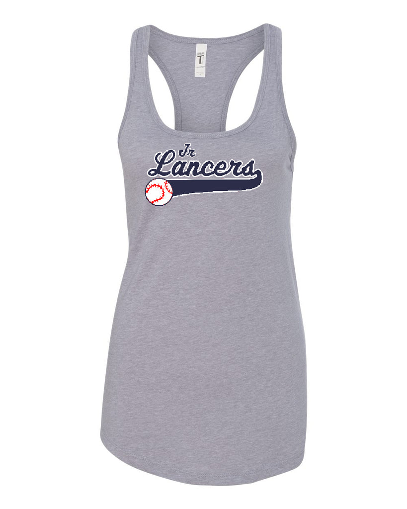 Jr. Lancers Baseball Next Level - Women's Ideal Racerback Tank - 1533 w/ JRL Logo on Front.