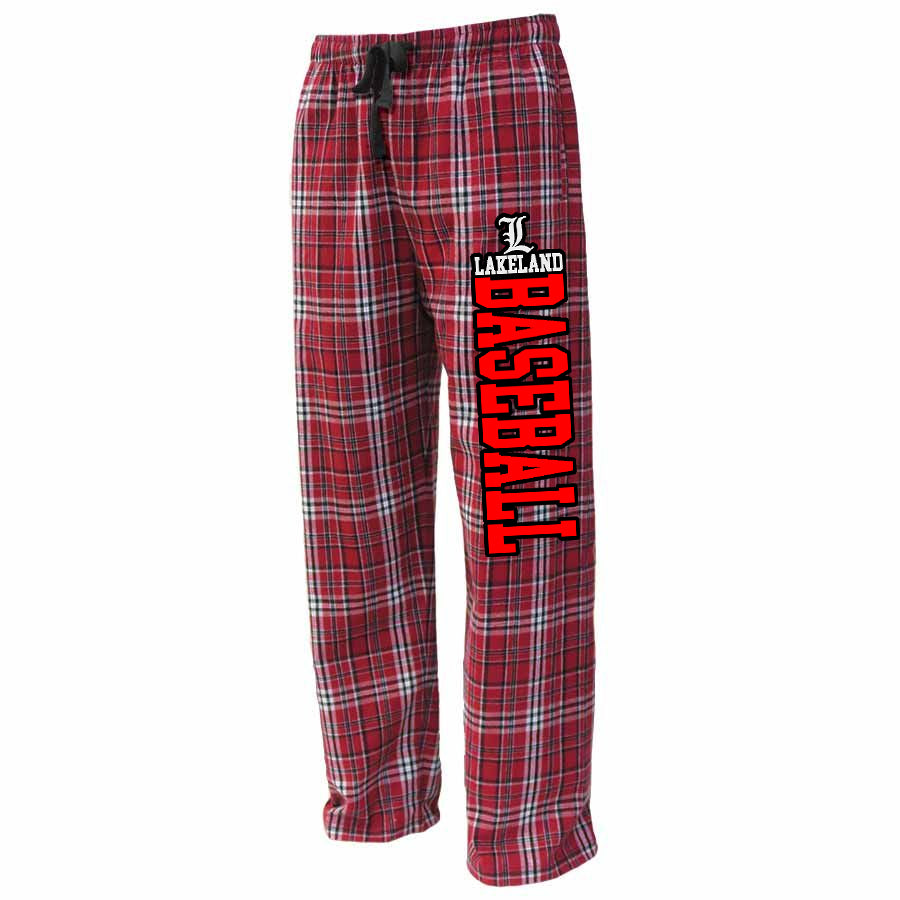 Lakeland Baseball PS Red Flannel Pants w/ 3 Color Design Down Leg.