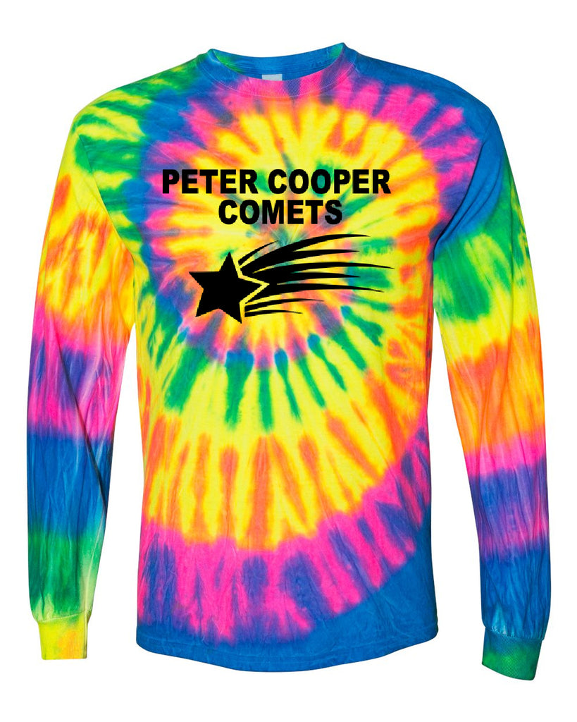 Peter Cooper School Dyenomite - RAINBOW FLO Blended Long Sleeve Tee 240MS w/ V1 Design on Front