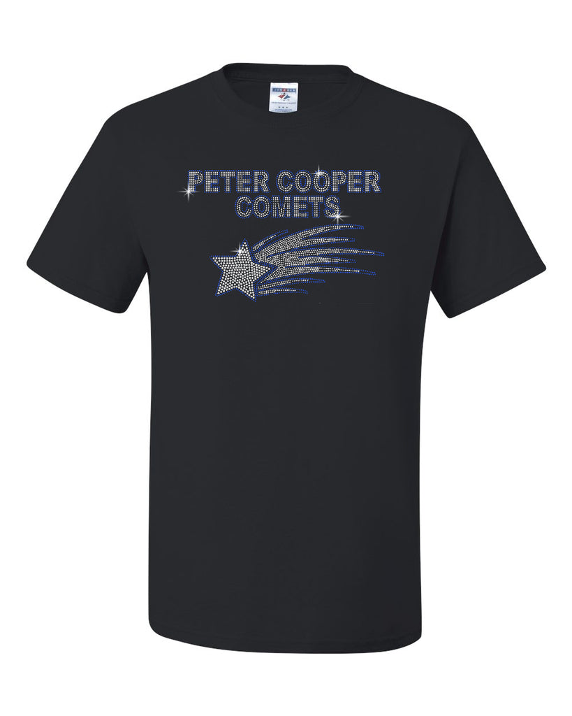 Peter Cooper Black Short Sleeve Tee w/ SPANGLE Logo Design 1 on Front