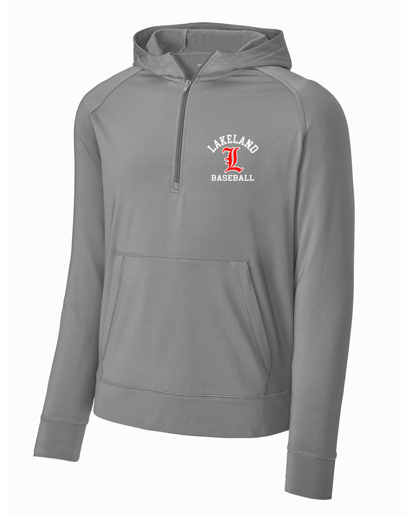 Lakeland Baseball Charcoal Gray Sport-Tek® Sport-Wick® Stretch 1/2-Zip Hoodie ST856 w/ Lakeland Arc Design Embroidered on Left Chest