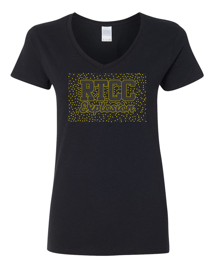 RTCC Black V-Neck T-Shirt w/ RTCC Spangle V2 Design on Front.