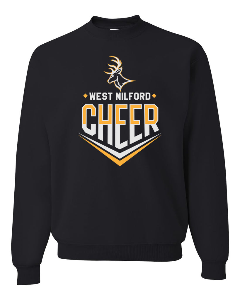 West Milford Cheerleading - Black Crew w/ WM Cheer Deer Design on Front.