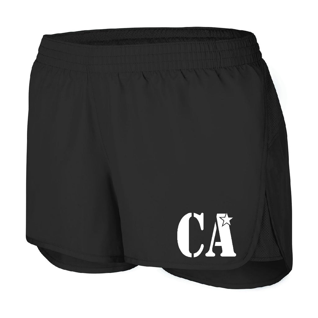 Cheer Army Black AS Wayfarer Shorts 2431 w/ White CA Logo on Front.