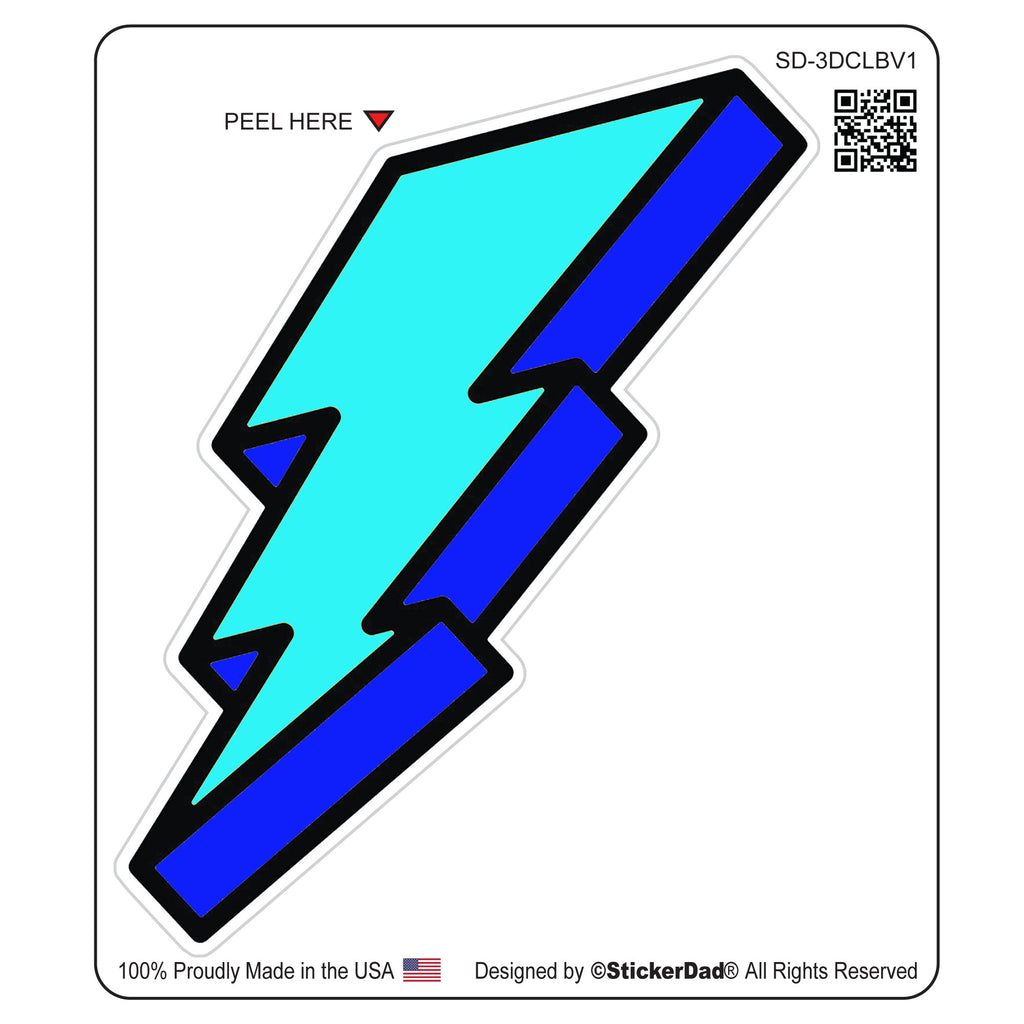 3-D CARTOON LIGHTNING BOLT V1 - Blue - 4