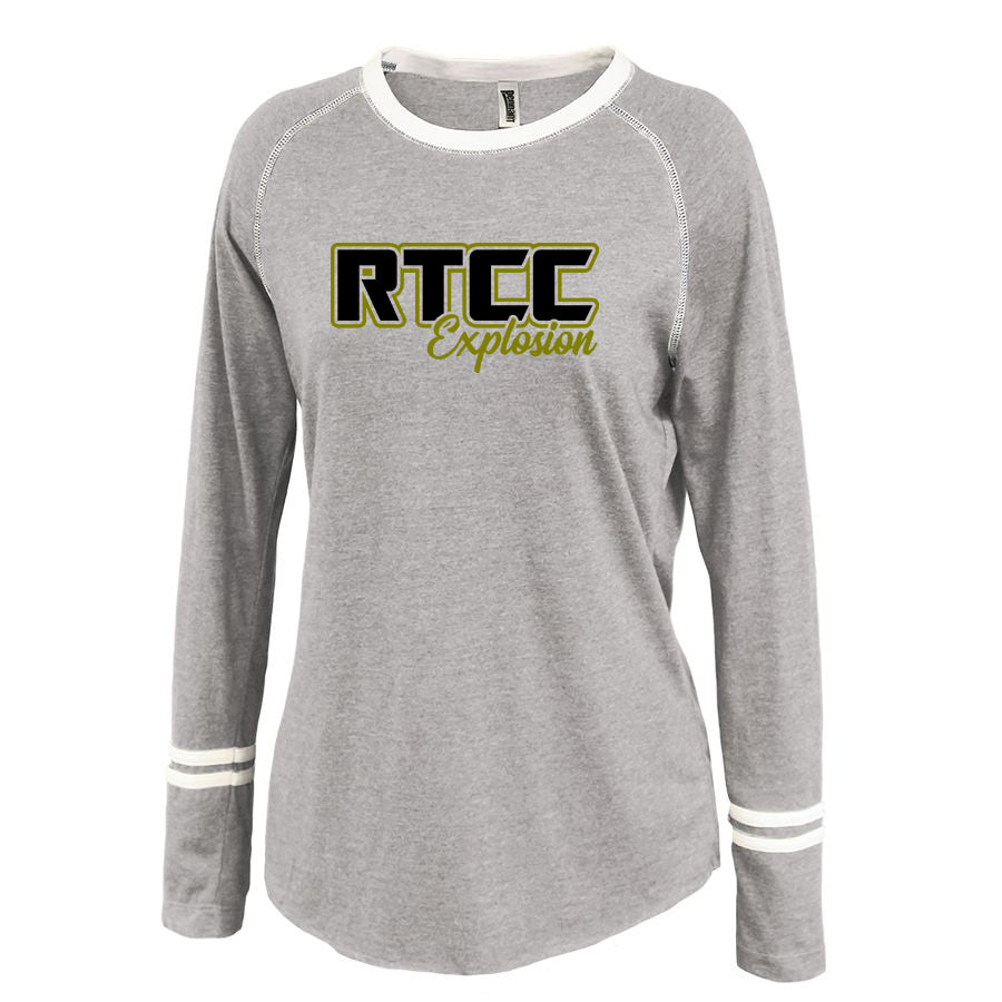 RTCC Gray Ringer Stripe Crew Shirt w/ RTCC 2 color Logo Design on Front.