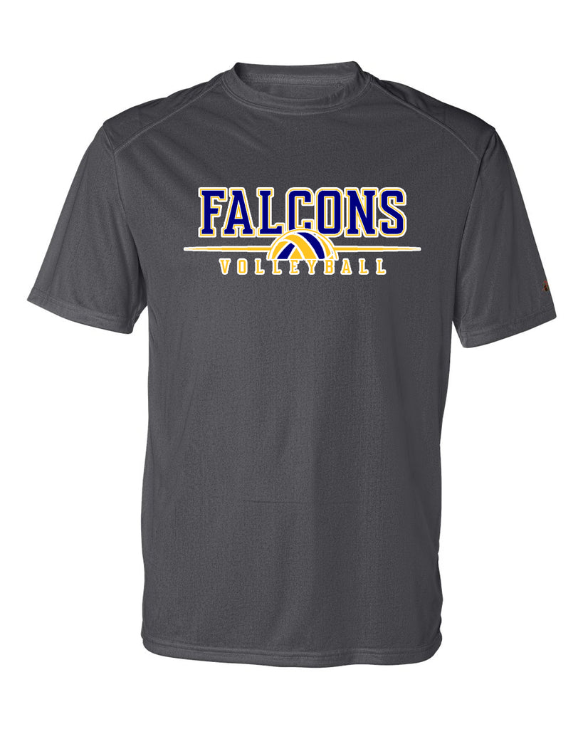 JTHS Volleyball Badger - Graphite B-Core Sport Shoulders T-Shirt - 4120 w/ Falcons Volleyball V3 Logo on Front