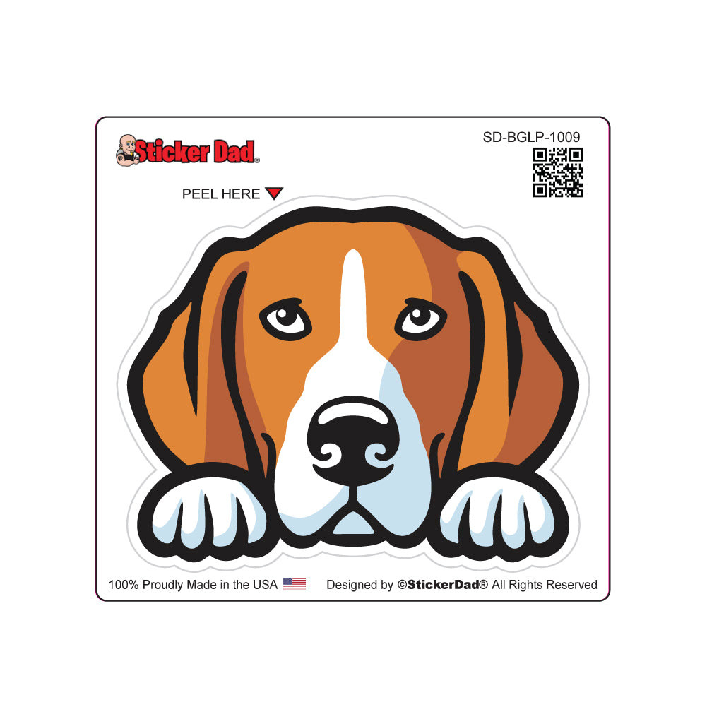 BEAGLE Dog Peeking 1009 Dog Peeking - Full Color Printed Sticker