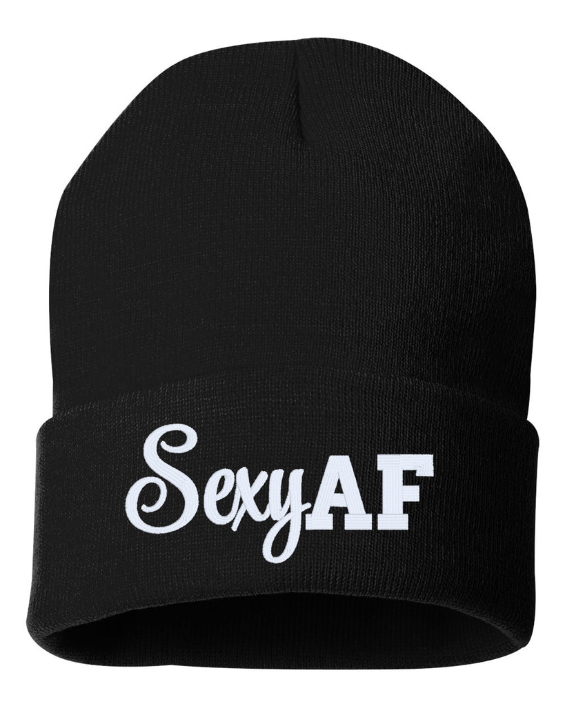 sexy af embroidered cuffed beanie hat