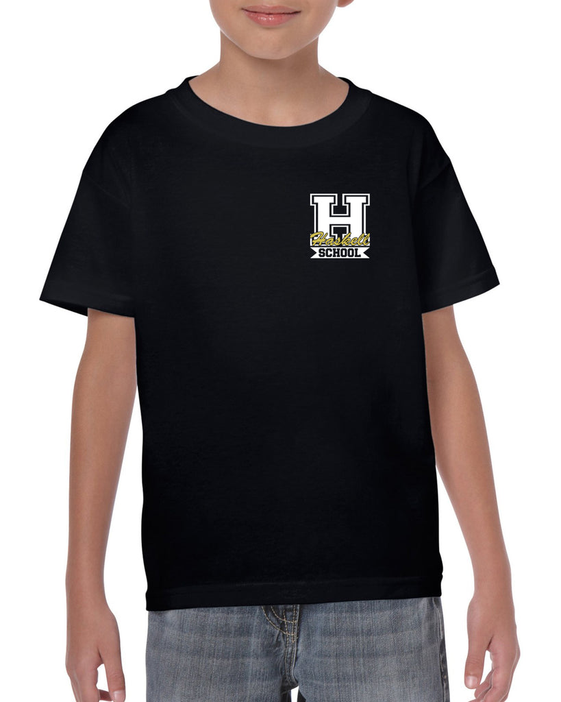 HASKELL School Heavy Cotton Black Short Sleeve Tee w/ Small Left Chest HASKELL School