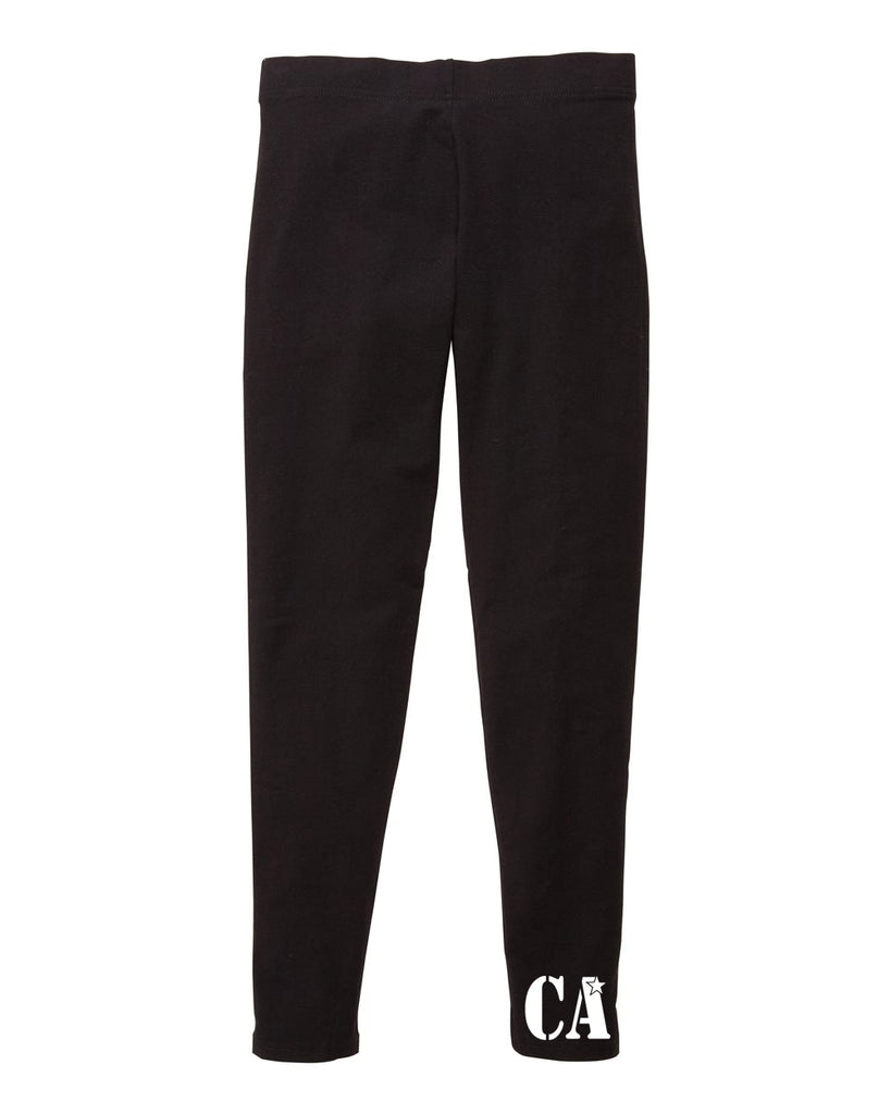 Cheer Army Black Leggings w/ CHEER ARMY CA Logo on Bottom of Left Leg.