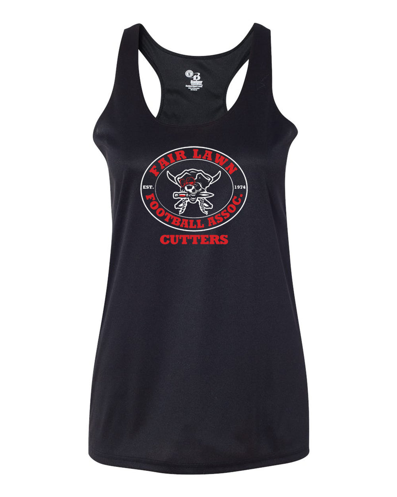 FLFA Black Badger - B-Core Ladies/Girls Racerback Tank Top - 4166 w/ FLFA Cheer/Football Logo on Front