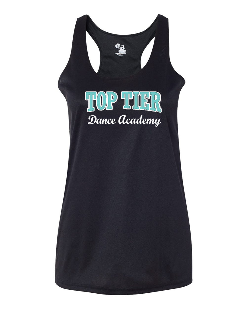 TOP TIER Dance Black B-Core Racerback Tank Top - 4166 w/ Top Tier Dance Academy Logo on Front