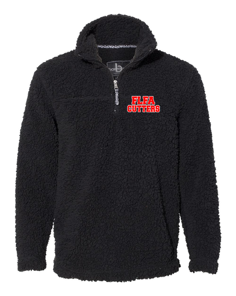 FLFA Black Boxercraft - Unisex Sherpa Fleece Quarter-Zip Pullover - Q10 w/ FLFA Cutters Embroidered on Left Chest