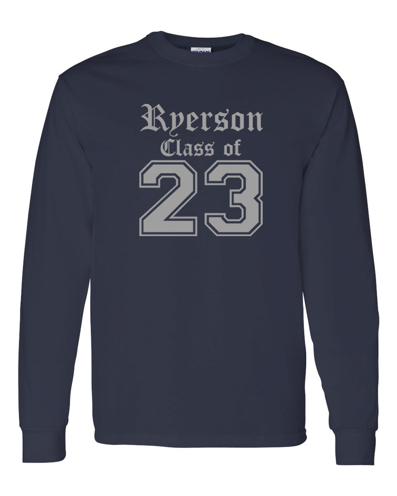 Ryerson Middle School Navy Long Sleeve Tee w/ Class of (YOUR YEAR) V2 Design on Front