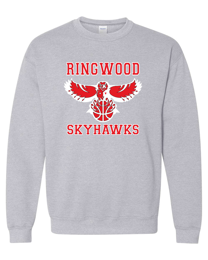 Ringwood Skyhawks Sport Gray Heavy Blend™ Crewneck Sweatshirt - 18000 w/ Skyhawks Logo on Front