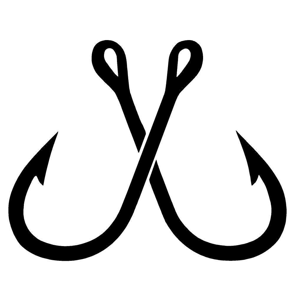 crossed fish hooks single color transfer type decal