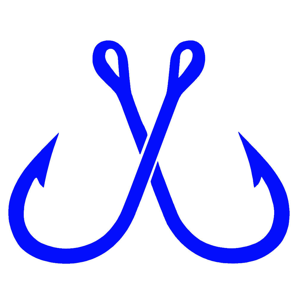 crossed fish hooks single color transfer type decal