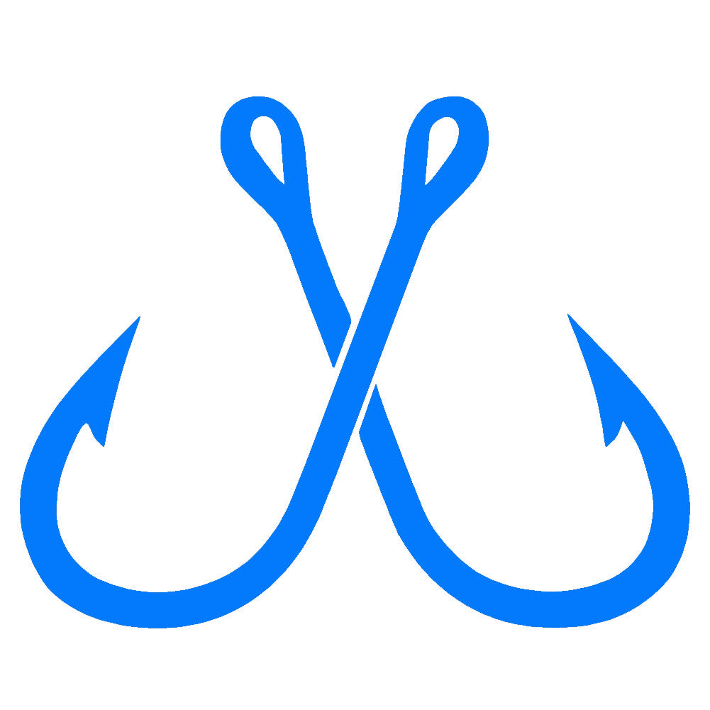 crossed fish hooks single color transfer type decal