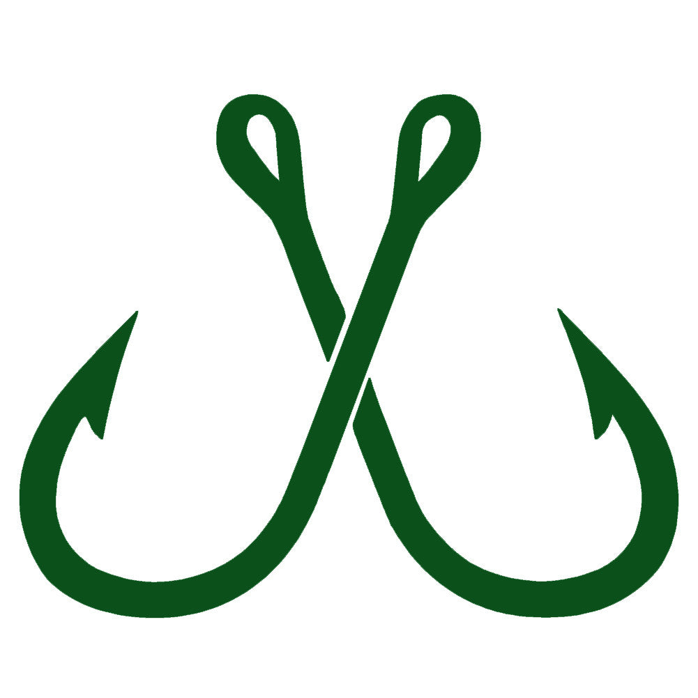 crossed fish hooks single color transfer type decal