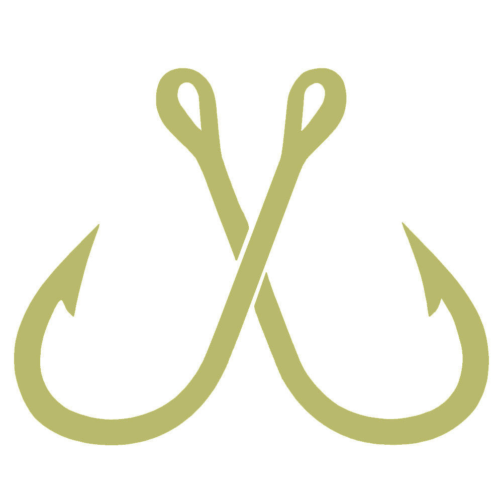 crossed fish hooks single color transfer type decal
