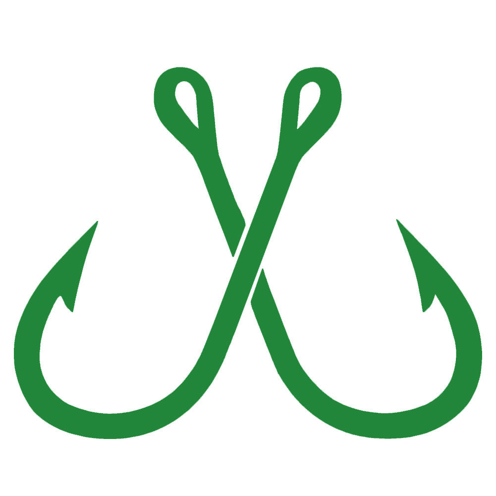 crossed fish hooks single color transfer type decal