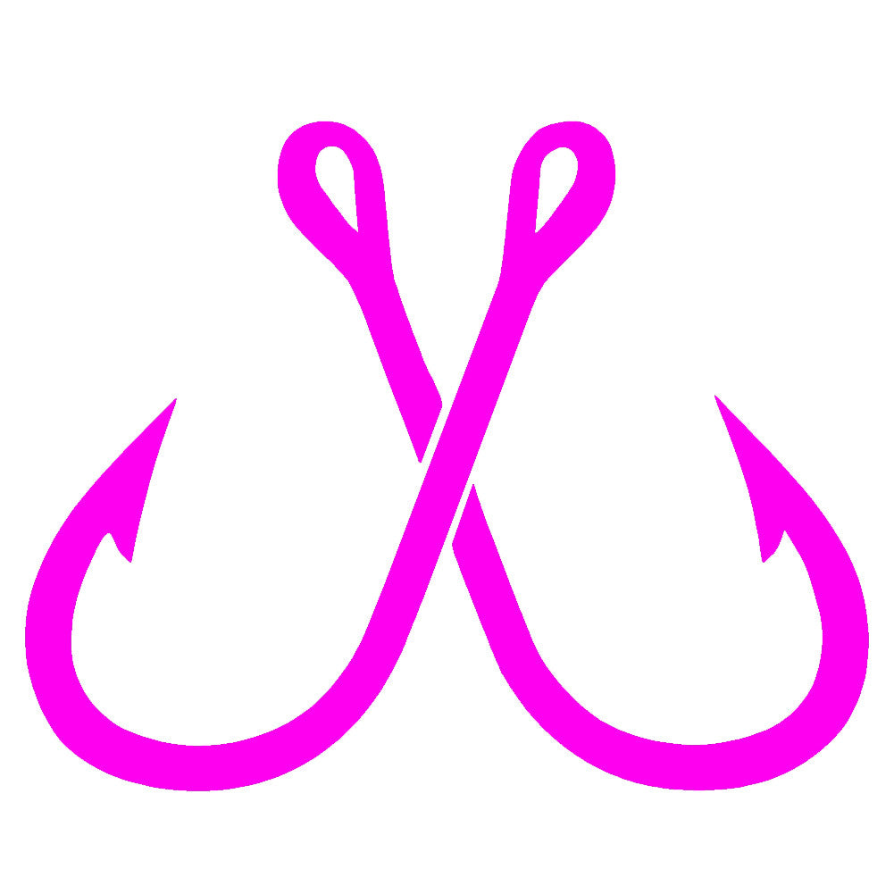 crossed fish hooks single color transfer type decal