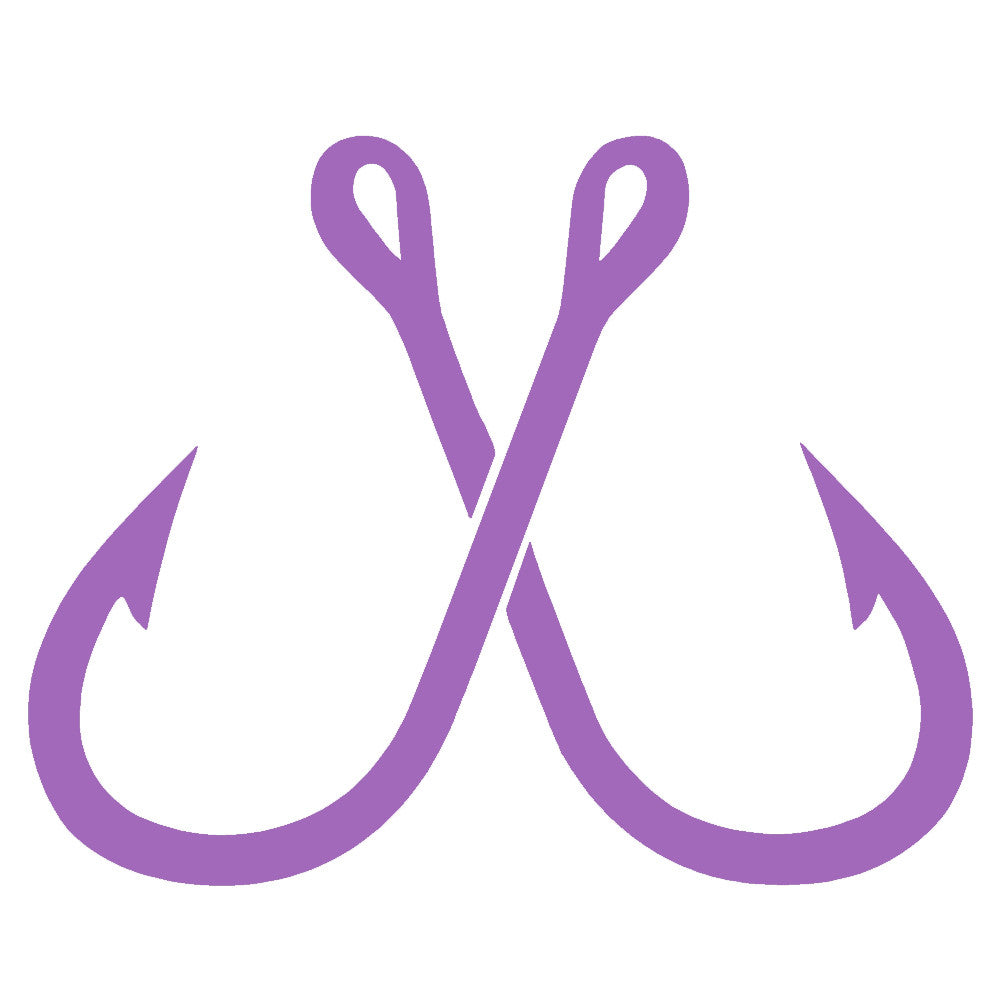 crossed fish hooks single color transfer type decal