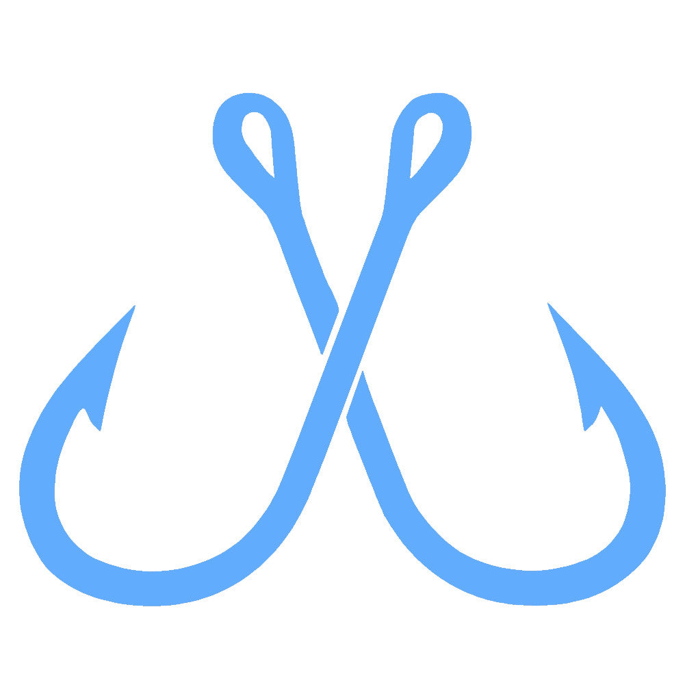 crossed fish hooks single color transfer type decal