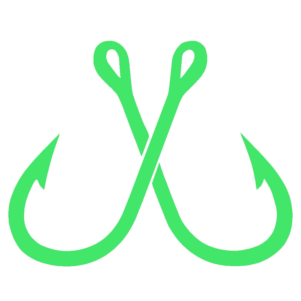 crossed fish hooks single color transfer type decal