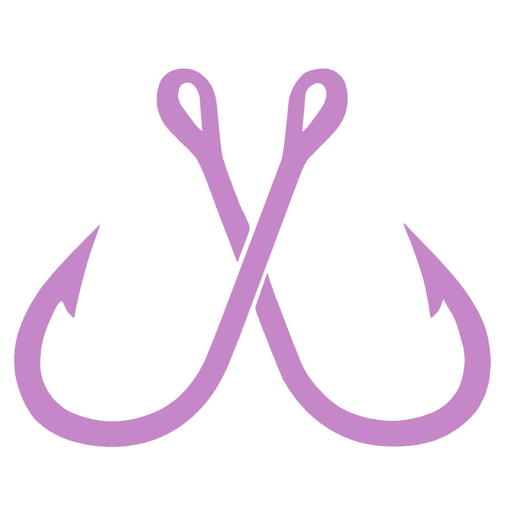 crossed fish hooks single color transfer type decal