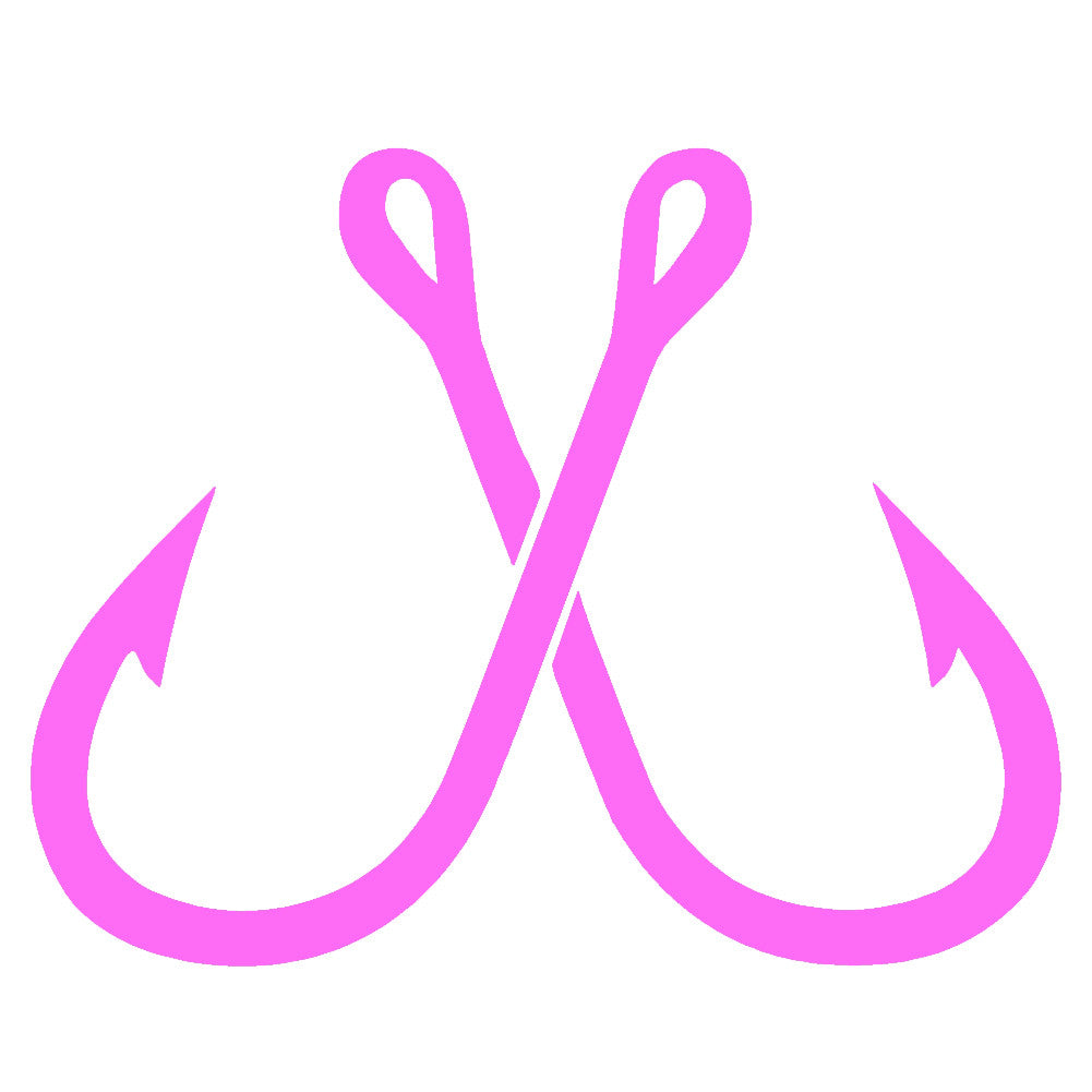 crossed fish hooks single color transfer type decal