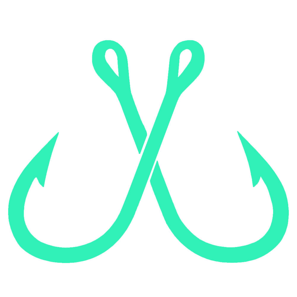 crossed fish hooks single color transfer type decal