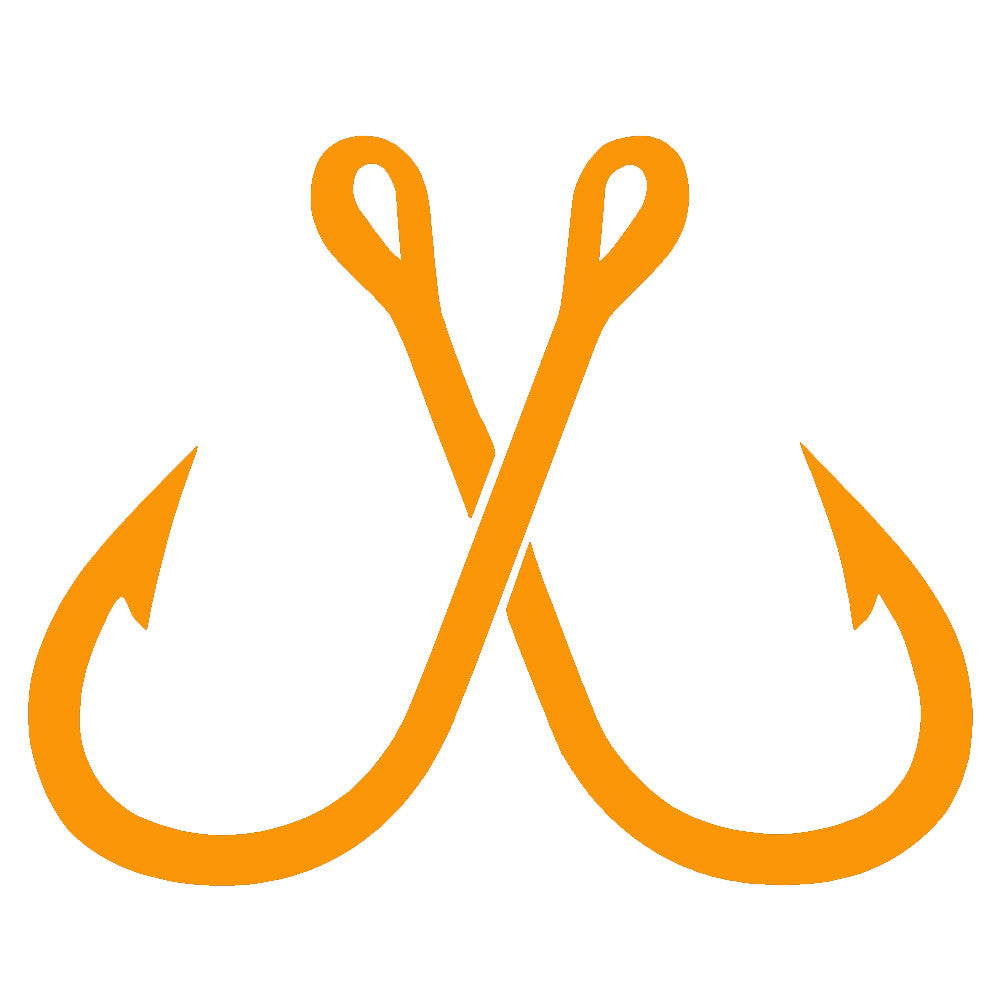 crossed fish hooks single color transfer type decal