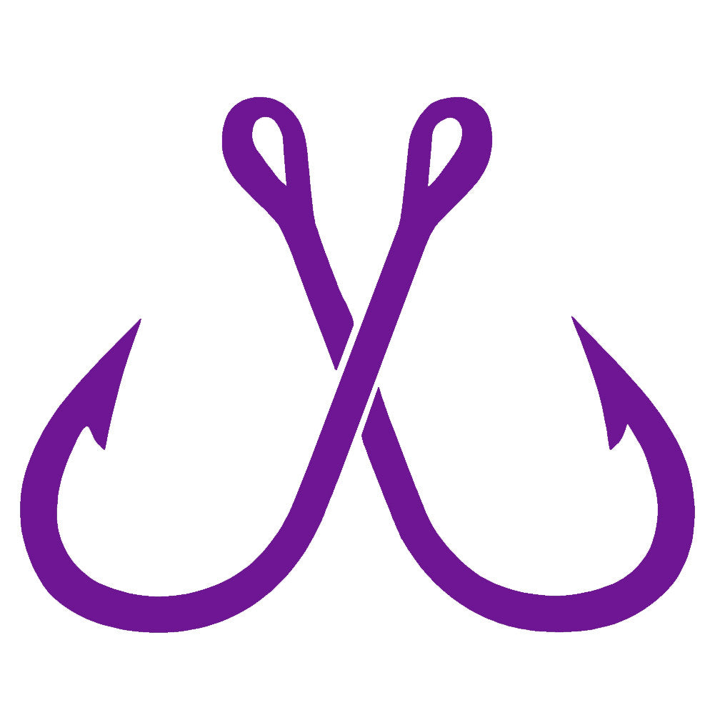 crossed fish hooks single color transfer type decal