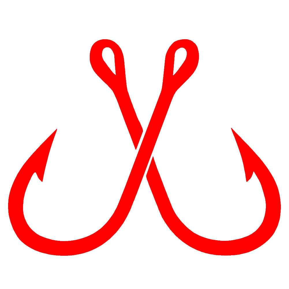 crossed fish hooks single color transfer type decal