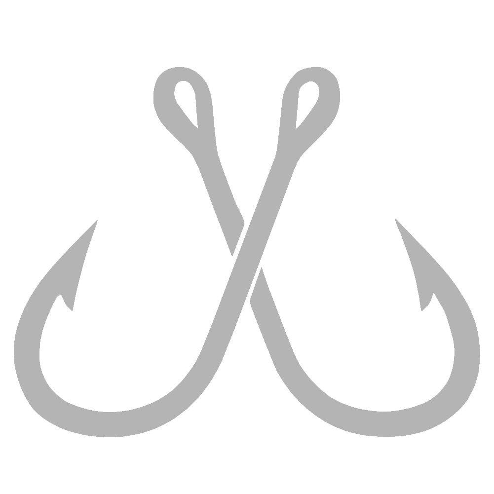 crossed fish hooks single color transfer type decal