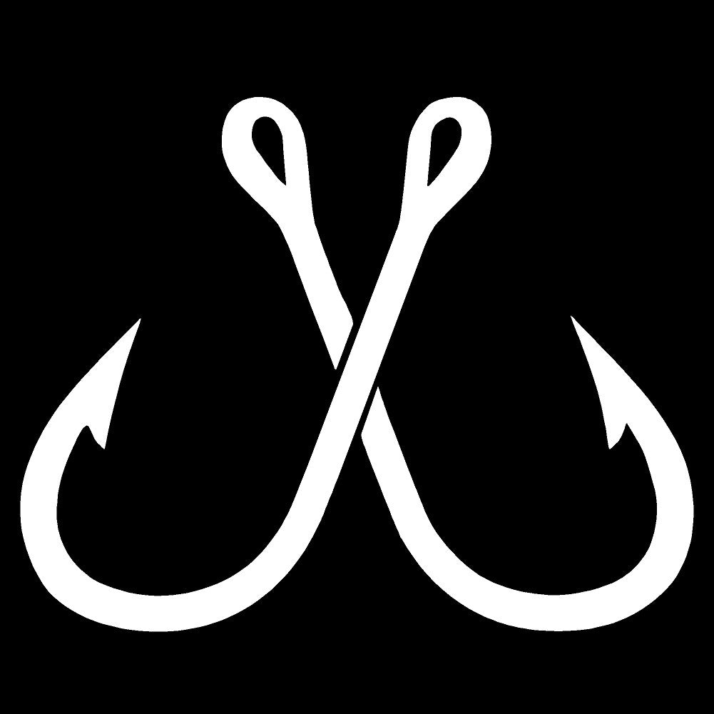 crossed fish hooks single color transfer type decal