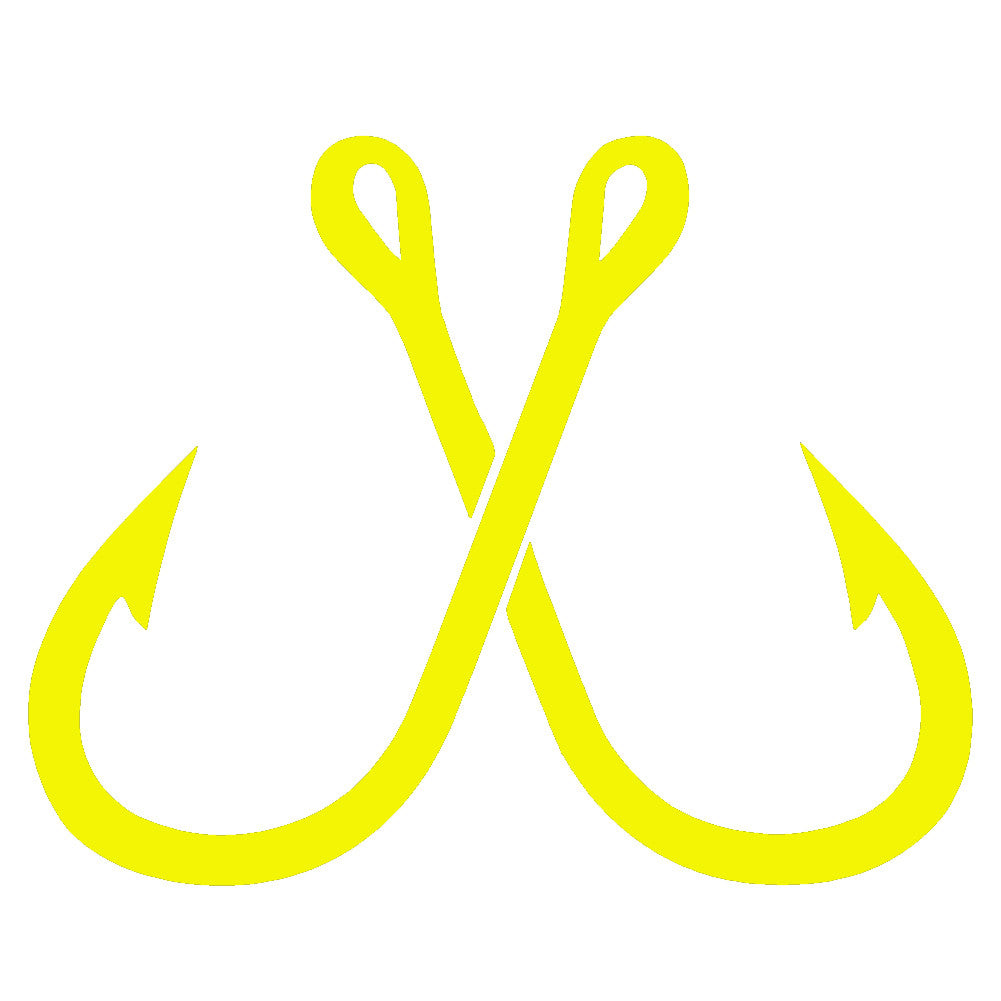 crossed fish hooks single color transfer type decal