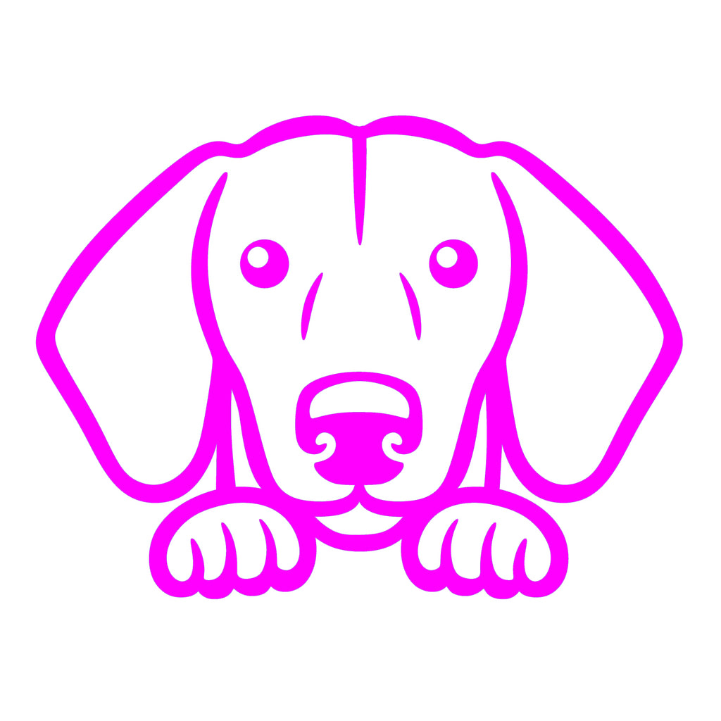 dachshund dog peeking v1 single color transfer type decal