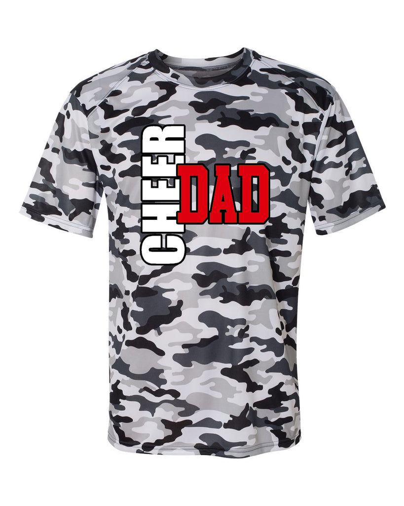 Jr. Lancers Cheer Camo Short Sleeve T-Shirt - 4181 w/ CHEER DAD BOW SEASON Design